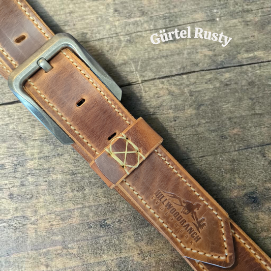 Gürtel nach Maß "Rusty"Pull Up Leder Cognac
