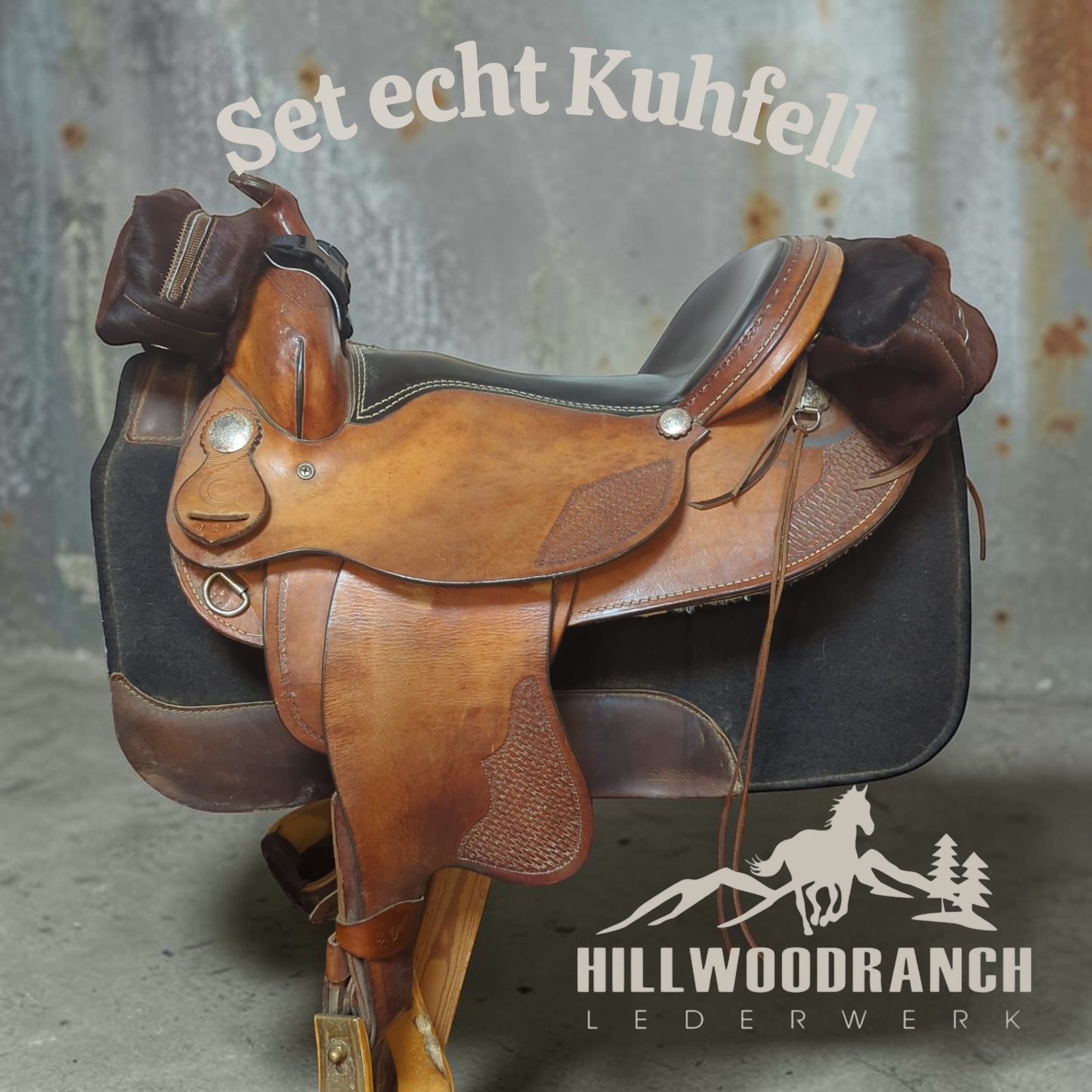 Satteltaschen Set Western Kuhfell