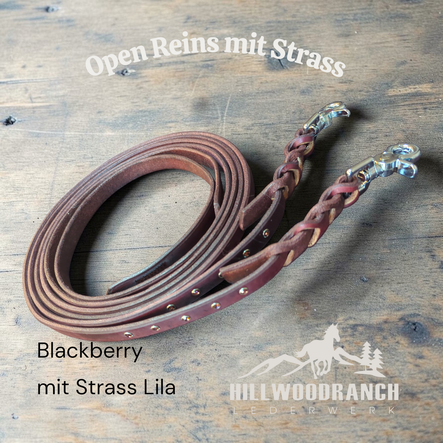 Open Reins "Harmony"  Westernzügel offen mit Strass-Steinen