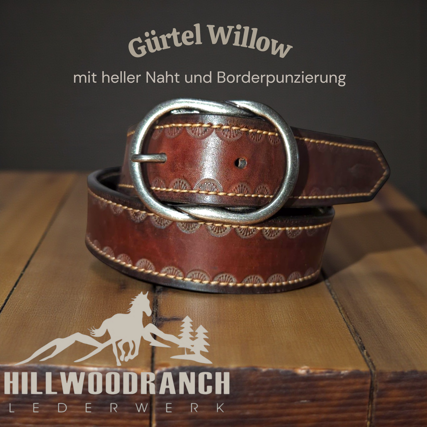 Ledergürtel mit Punzierung Gr. 80 cm