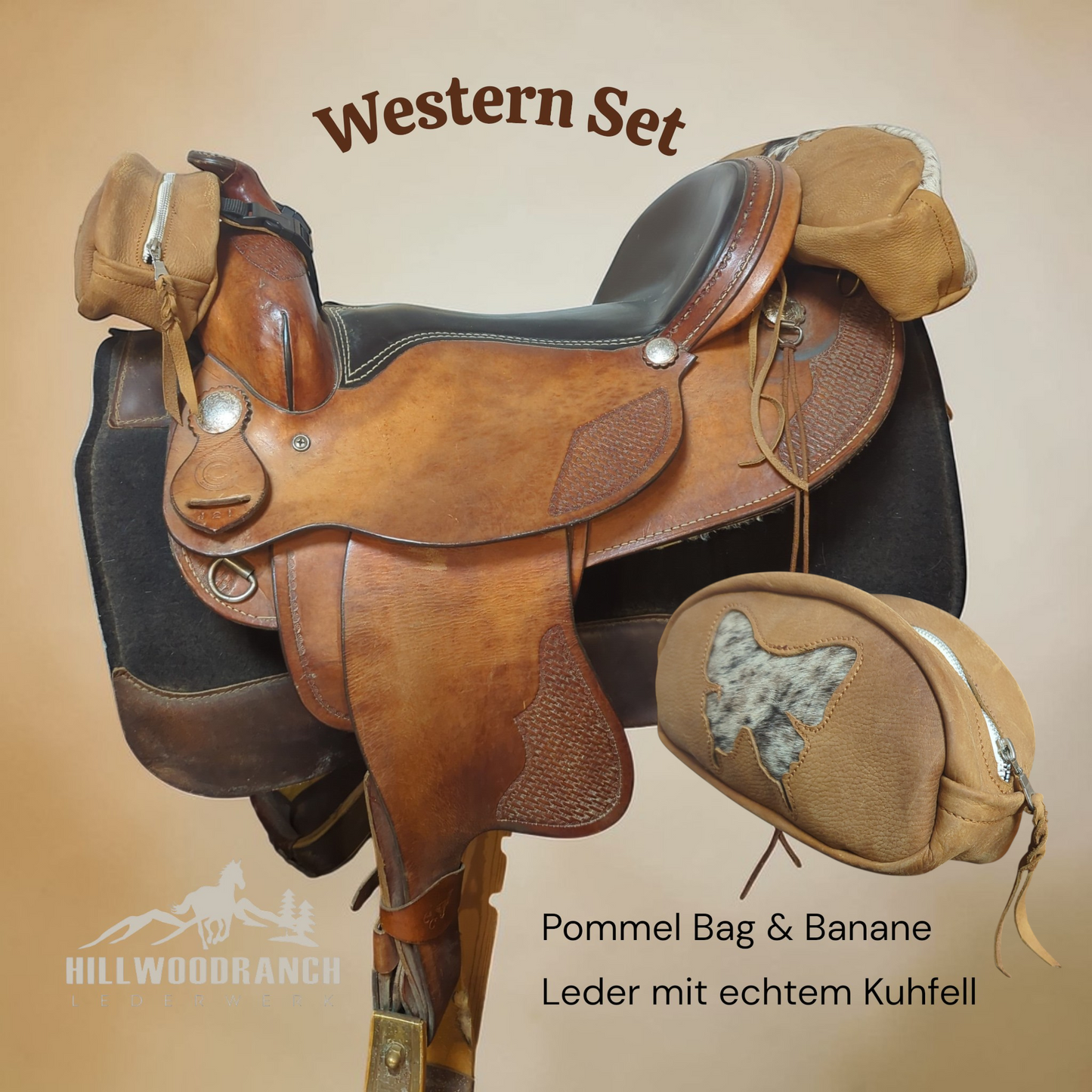 Satteltaschen Set Butterfly 🦋 mit echtem Kuhfell