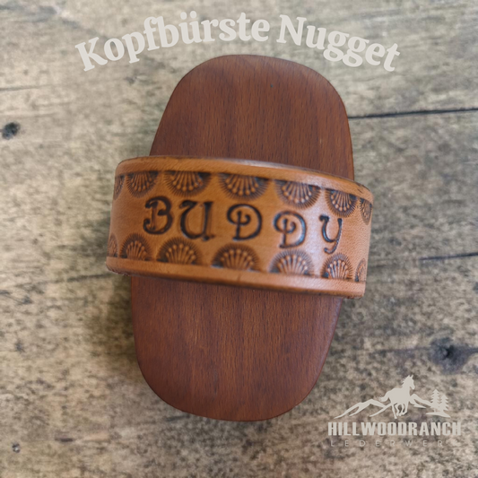 Kopfbürste "Nugget" mit kleiner Schrift