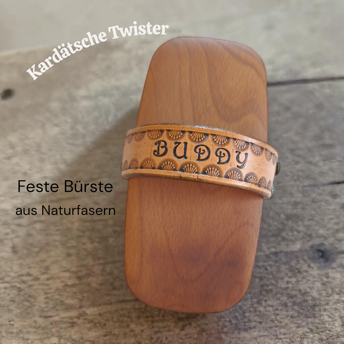 Feste Kardätsche "Twister"mit kleiner Schrift